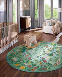 Lily Pad Meadow Multicolour Rug Green - 90x150 - Machine Washable Area Rug - Kid & Pet Friendly - Indoor Rugs - Ruggable - thumbnail 2