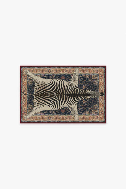 On Safari Sapphire Flatwoven Rug by Iris Apfel - 60x90 - Machine Washable Area Rug - Kid & Pet Friendly - Indoor Rugs - Ruggable - image 1