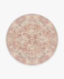 Kamran Rose Flatwoven Rug Pink - 245 Round - Machine Washable Area Rug - Kid & Pet Friendly - Indoor Rugs - Ruggable - thumbnail 1