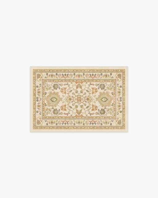 Calabria Cream & Gold Flatwoven Rug - 60x90 - Machine Washable Area Rug - Kid & Pet Friendly - Indoor Rugs - Ruggable - image 1