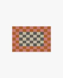 Checker Border Pink & Orange Flatwoven Rug by Jonathan Adler - 60x90 - Machine Washable Area Rug - Kid & Pet Friendly - Indoor Rugs - Ruggable - thumbnail 1
