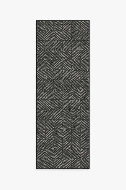 Parquet Black Outdoor Rug - 75x215 - Machine Washable Area Rug - Kid & Pet Friendly - Indoor Rugs - Ruggable - image 1
