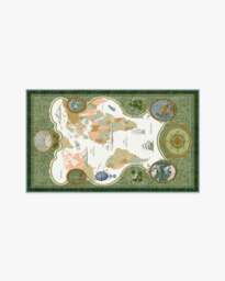 Little Explorer Gold & Green Flatwoven Rug - 90x150 - Machine Washable Area Rug - Kid & Pet Friendly - Indoor Rugs - Ruggable - thumbnail 1