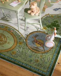 Little Explorer Gold & Green Flatwoven Rug - 90x150 - Machine Washable Area Rug - Kid & Pet Friendly - Indoor Rugs - Ruggable - thumbnail 2
