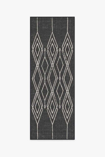 Gemma Lattice Black Outdoor Rug - 75x215 - Machine Washable Area Rug - Kid & Pet Friendly - Indoor Rugs - Ruggable - image 1