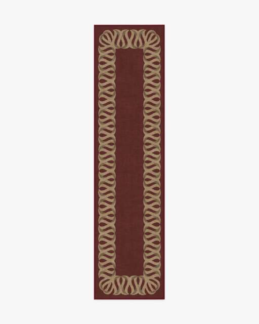 Ribbon Border Red & Natural Rug - 75x305 - Machine Washable Area Rug - Kid & Pet Friendly - Indoor Rugs - Ruggable - image 1