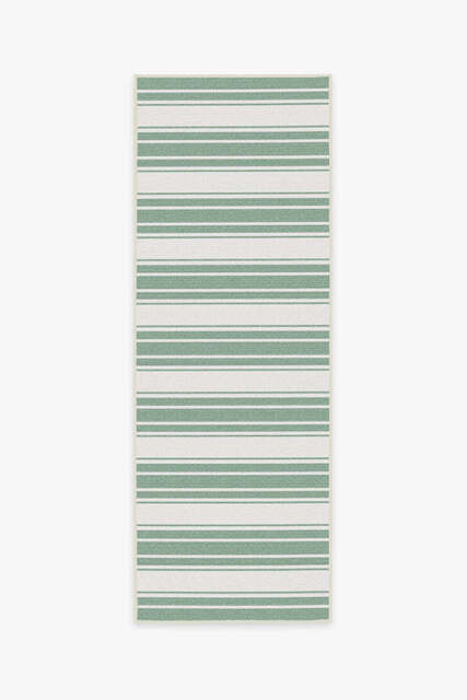 Marina Stripe Sage Green Outdoor Rug - 75x215 - Machine Washable Area Rug - Kid & Pet Friendly - Outdoor Rugs - Ruggable - image 1