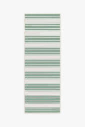 Marina Stripe Sage Green Outdoor Rug - 75x215 - Machine Washable Area Rug - Kid & Pet Friendly - Outdoor Rugs - Ruggable - thumbnail 1