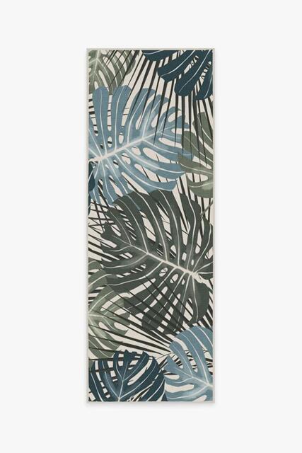 Monstera Jade Flatwoven Rug - 75x215 - Machine Washable Area Rug - Kid & Pet Friendly - Indoor Rugs - Ruggable - image 1