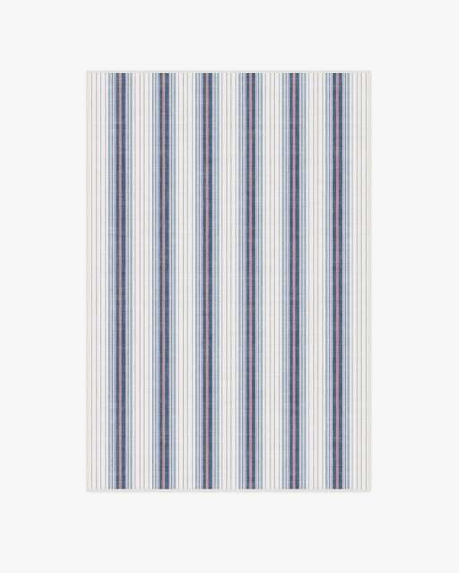 Cosette Stripe Ivory & Indigo Flatwoven Rug - 120x185 - Machine Washable Area Rug - Kid & Pet Friendly - Indoor Rugs - Ruggable - image 1