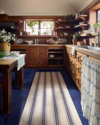 Cosette Stripe Ivory & Indigo Flatwoven Rug - 120x185 - Machine Washable Area Rug - Kid & Pet Friendly - Indoor Rugs - Ruggable - thumbnail 2