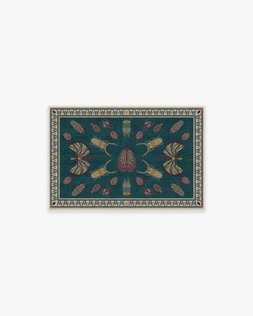Flutterby Flatwoven Rug by Iris Apfel Blue - 60x90 - Machine Washable Area Rug - Kid & Pet Friendly - Indoor Rugs - Ruggable - image 1