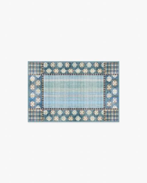 Rowley Blue Flatwoven Rug - 60x90 - Machine Washable Area Rug - Kid & Pet Friendly - Indoor Rugs - Ruggable - image 1