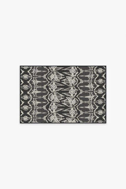 Corellian Ikat Black Flatwoven Rug - 60x90 - Machine Washable Area Rug - Kid & Pet Friendly - Indoor Rugs - Ruggable - image 1