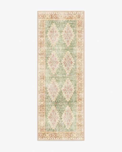 Zosia Sage & Gold Flatwoven Rug - 75x215 - Machine Washable Area Rug - Kid & Pet Friendly - Indoor Rugs - Ruggable - image 1