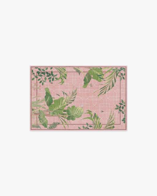 Palm House Rose Flatwoven Rug by Sanderson Pink - 60x90 - Machine Washable Area Rug - Kid & Pet Friendly - Indoor Rugs - Ruggable - image 1