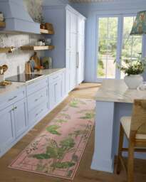 Palm House Rose Flatwoven Rug by Sanderson Pink - 60x90 - Machine Washable Area Rug - Kid & Pet Friendly - Indoor Rugs - Ruggable - thumbnail 2
