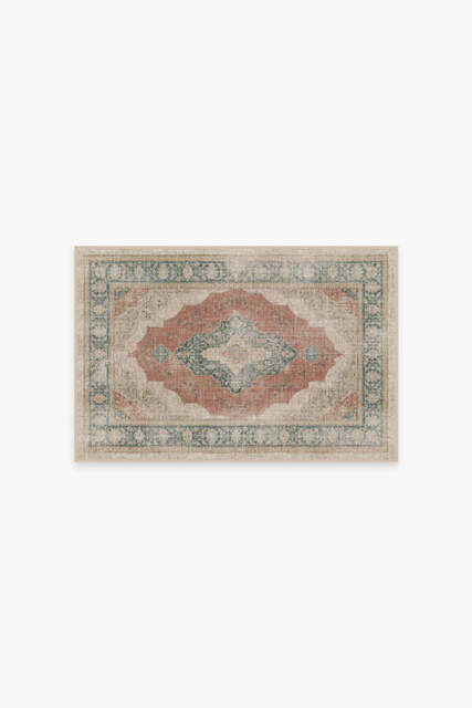 Jolie Teal Rose Tufted Rug - 60x90 - Machine Washable Area Rug - Kid & Pet Friendly - Indoor Rugs - Ruggable