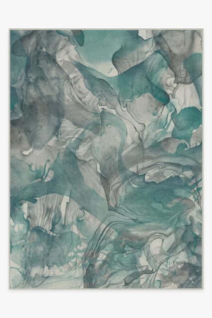 Aurora Teal Grey Flatwoven Rug - 275x365 - Machine Washable Area Rug - Kid & Pet Friendly - Indoor Rugs - Ruggable - image 1