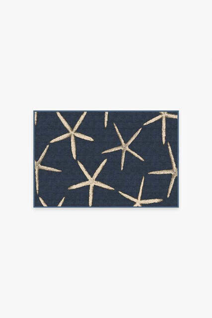 Starfish Navy Rug - 60x90 - Machine Washable Area Rug - Kid & Pet Friendly - Indoor Rugs - Ruggable - image 1