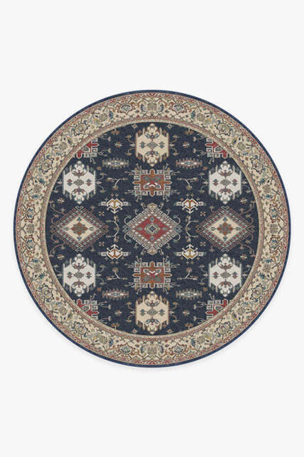 Ademi Royal Blue Tufted Rug - 245 Round - Machine Washable Area Rug - Kid & Pet Friendly - Indoor Rugs - Ruggable