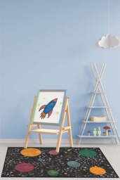 Outer Space Black Rug - 60x90 - Machine Washable Area Rug - Kid & Pet Friendly - Indoor Rugs - Ruggable - thumbnail 3