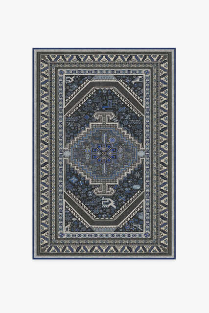 Zareen Steel Blue Rug - 120x185 - Machine Washable Area Rug - Kid & Pet Friendly - Indoor Rugs - Ruggable