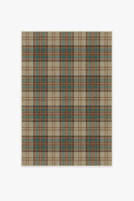 Dress Stewart Tartan Khaki Flatwoven Rug Brown - 120x185 - Machine Washable Area Rug - Kid & Pet Friendly - Indoor Rugs - Ruggable - image 1