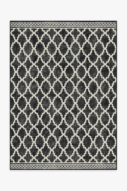 Cleo Trellis Black Outdoor Rug - 150x215 - Machine Washable Area Rug - Kid & Pet Friendly - Indoor Rugs - Ruggable - image 1