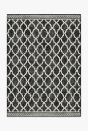 Cleo Trellis Black Outdoor Rug - 150x215 - Machine Washable Area Rug - Kid & Pet Friendly - Indoor Rugs - Ruggable - thumbnail 1