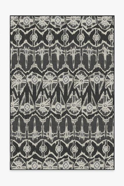Corellian Ikat Black Flatwoven Rug - 185x275 - Machine Washable Area Rug - Kid & Pet Friendly - Indoor Rugs - Ruggable - image 1