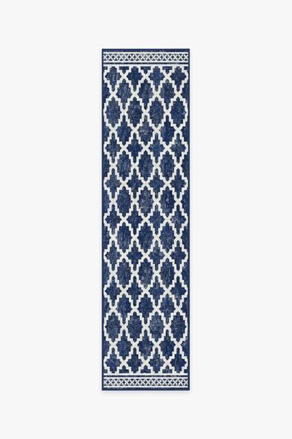 Cleo Trellis Royal Blue Outdoor Rug - 75x305 - Machine Washable Area Rug - Kid & Pet Friendly - Indoor Rugs - Ruggable - image 1