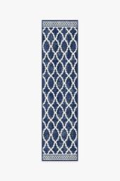 Cleo Trellis Royal Blue Outdoor Rug - 75x305 - Machine Washable Area Rug - Kid & Pet Friendly - Indoor Rugs - Ruggable - thumbnail 1