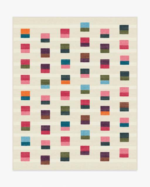 Pezzo Multicolour Flatwoven Rug Pink - 245x305 - Machine Washable Area Rug - Kid & Pet Friendly - Indoor Rugs - Ruggable - image 1