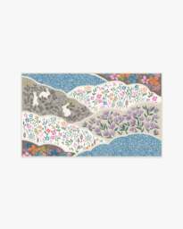 Flower Fields Pastel Multicolour Flatwoven Rug Blue - 90x150 - Machine Washable Area Rug - Kid & Pet Friendly - Indoor Rugs - Ruggable - thumbnail 1