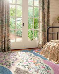 Flower Fields Pastel Multicolour Flatwoven Rug Blue - 90x150 - Machine Washable Area Rug - Kid & Pet Friendly - Indoor Rugs - Ruggable - thumbnail 2