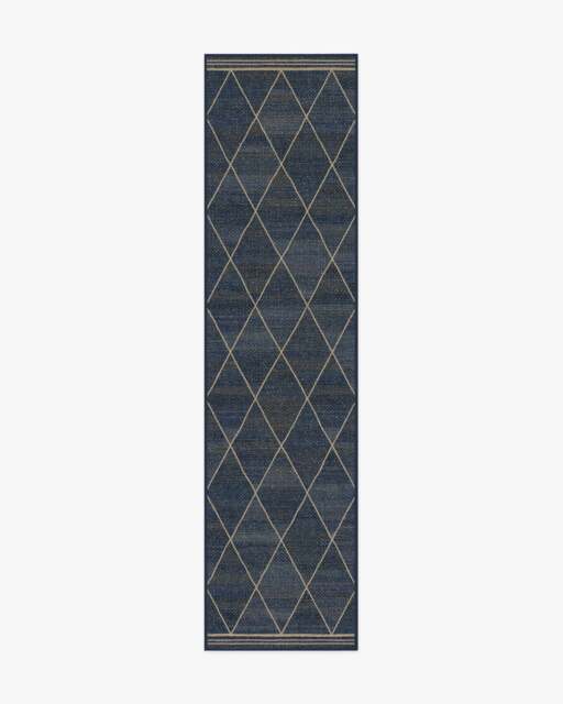 Harlequin Trellis Natural Navy Re-Jute Rug - 75x305 - Machine Washable Area Rug - Kid & Pet Friendly - Indoor Rugs - Ruggable - image 1