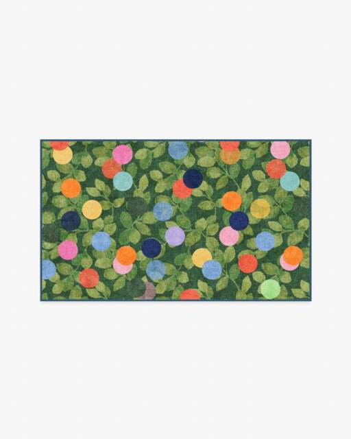Botanical Whimsy Dots Green Rug - 90x150 - Machine Washable Area Rug - Kid & Pet Friendly - Indoor Rugs - Ruggable - image 1