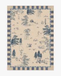 Storybook Grove Natural & Blue Rug - 90x150 - Machine Washable Area Rug - Kid & Pet Friendly - Indoor Rugs - Ruggable - thumbnail 2