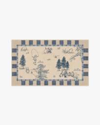 Storybook Grove Natural & Blue Rug - 90x150 - Machine Washable Area Rug - Kid & Pet Friendly - Indoor Rugs - Ruggable - thumbnail 1