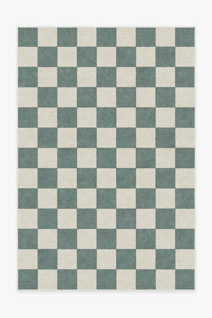 Jaque Checkered Slate Green Rug - 185x275 - Machine Washable Area Rug - Kid & Pet Friendly - Indoor Rugs - Ruggable - image 1