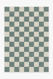 Jaque Checkered Slate Green Rug - 185x275 - Machine Washable Area Rug - Kid & Pet Friendly - Indoor Rugs - Ruggable - thumbnail 1