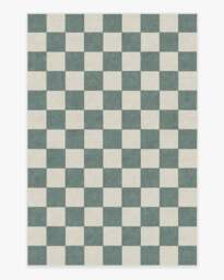 Jaque Checkered Slate Green Flatwoven Rug - 185x275 - Machine Washable Area Rug - Kid & Pet Friendly - Indoor Rugs - Ruggable - thumbnail 1