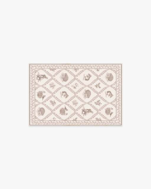 Squirrel & Hedgehog Fawn Rug by Sanderson Beige - 60x90 - Machine Washable Area Rug - Kid & Pet Friendly - Indoor Rugs - Ruggable - image 1