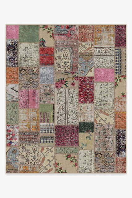 Patchwork Boho Flatwoven Rug Red - 245x305 - Machine Washable Area Rug - Kid & Pet Friendly - Indoor Rugs - Ruggable - image 1