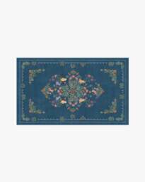 Friendship Garden Blue Multicolour Flatwoven Rug - 90x150 - Machine Washable Area Rug - Kid & Pet Friendly - Indoor Rugs - Ruggable - thumbnail 1