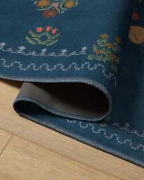 Friendship Garden Blue Flatwoven Rug - 90x150 - Machine Washable Area Rug - Kid & Pet Friendly - Indoor Rugs - Ruggable - thumbnail 3