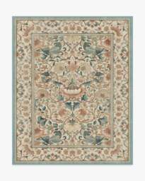 Lodden Soft Rose & Teal Rug by Morris & Co. - 245x305 - Machine Washable Area Rug - Kid & Pet Friendly - Indoor Rugs - Ruggable - thumbnail 1