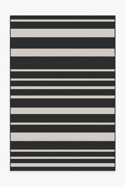 Sailmaker Stripe Black Outdoor Rug - 185x275 - Machine Washable Area Rug - Kid & Pet Friendly - Indoor Rugs - Ruggable - image 1