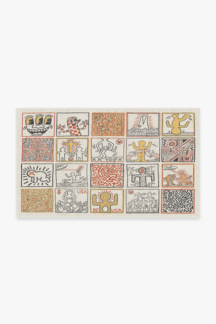 Keith Haring One Man Show Spice Tufted Rug Orange - 90x150 - Machine Washable Area Rug - Kid & Pet Friendly - Indoor Rugs - Ruggable